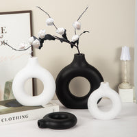 Ceramic-Look Plastic Donut Vase for Hydroponics and Single Stem Flowers