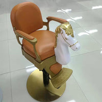 Children's Vintage Rocking Horse Barber Chair with Lift and Swivel for Hair Salons