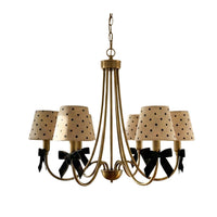 French Retro Bowknot Pendant Light with Polka Dot Shade for Living Room and Bedroom