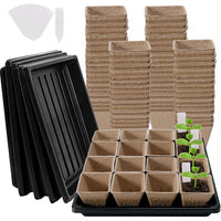 Biodegradable Seed Starter Kit with Peat Pots, Trays, and Plant Labels for Garden Seedling Propagation