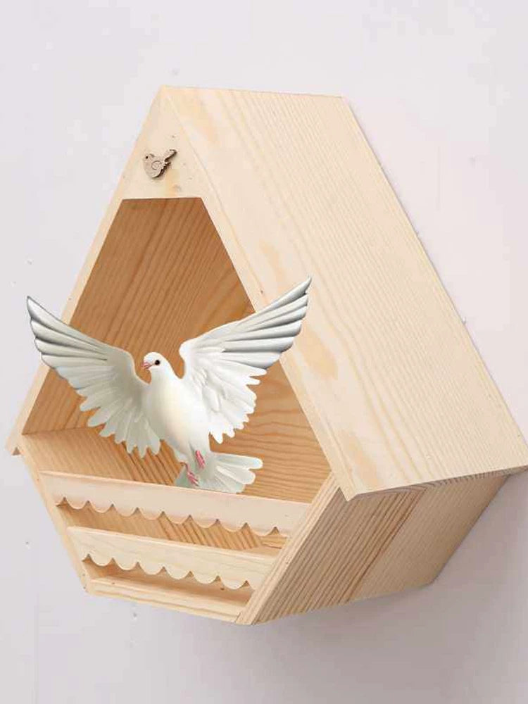 Wooden Hanging Birdhouse for Outdoor Garden and Patio, Dovecote Bird Nest Feeder
