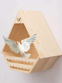 Wooden Hanging Birdhouse for Outdoor Garden and Patio, Dovecote Bird Nest Feeder
