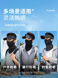 Men's Cycling Full Face Mask UV Protection Ice Silk Sun Hat Set for Summer