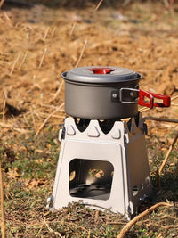 Portable Titanium Alloy Wood Burning Camping Stove for Outdoor BBQ and Backpacking