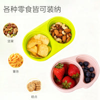 Silicone Dual-Compartment Lunch Box with Lid, Microwave Safe, Portable Food Storage Container