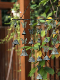 Vintage Cast Iron Wind Chime American Country Style Butterfly Bird Decorative Bell for Patio Shop Balcony