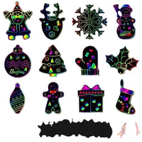 Factory Wholesale Christmas Rainbow Scratch Paper for Kids Painting and Graffiti, DIY Scratch Art Christmas Gift