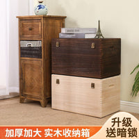 Thickened Solid Wood Storage Bench with Seating, Rectangular Vintage Large Wooden Storage Box for Home