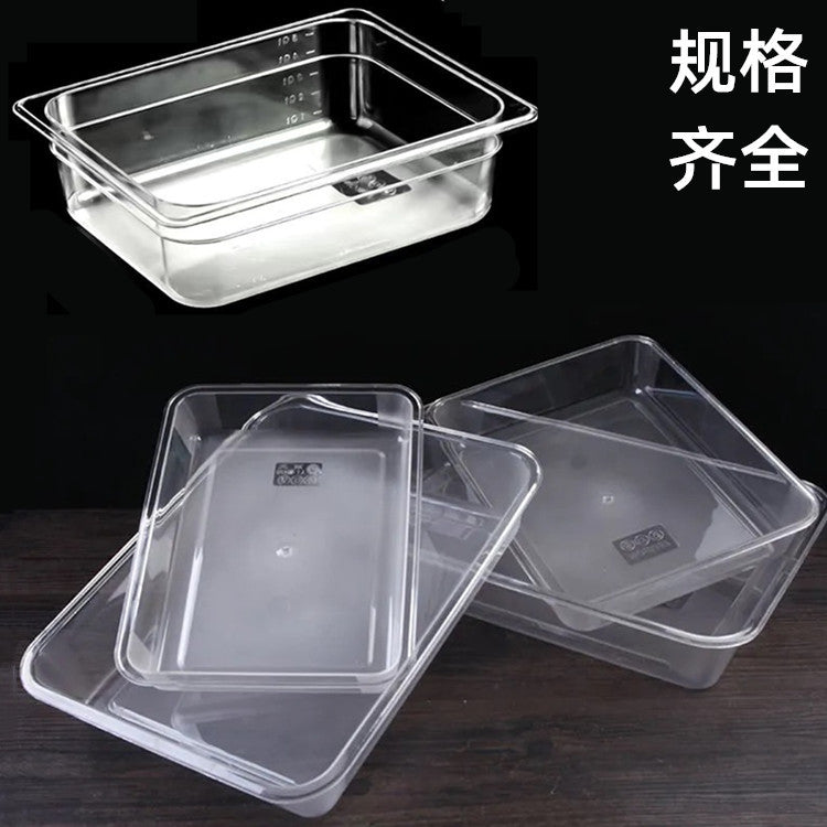 Rectangular PET Food Container with Lid, Transparent Serving Tray for Cold Dishes, Hot Pot, and Milk Tea