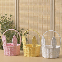 Hand-Woven Paper Rope Bunny Ear Flower Basket for Floral Arrangements and Gifts
