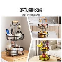 2-Tier Fruit Basket with Banana Hanger, Detachable Kitchen Storage for Fruits and Vegetables
