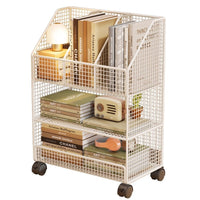 Under-Desk Rolling Storage Shelf for Books and Office Supplies, Mobile Side Table Organizer