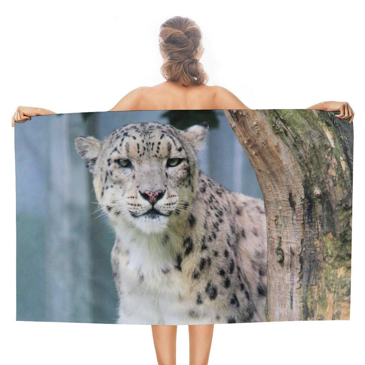 Snow Leopard Mountain Animal Quick Dry Beach Towel for Travel, Pool, Yoga, Gym, Sports