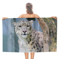 Snow Leopard Mountain Animal Quick Dry Beach Towel for Travel, Pool, Yoga, Gym, Sports