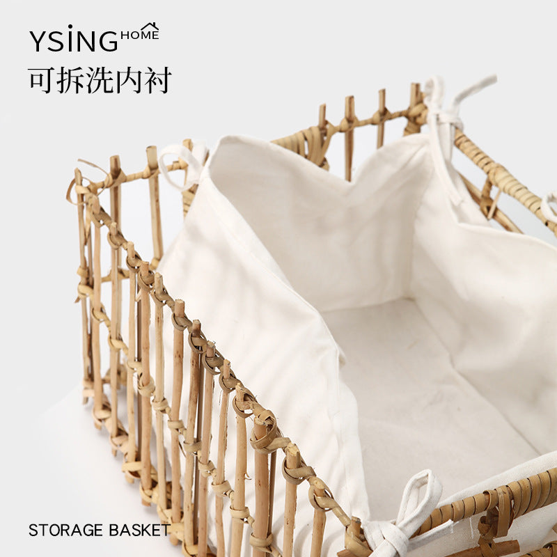 Handwoven Wicker Storage Basket with Liner for Home Organization
