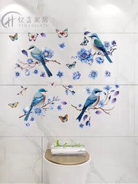 Floral Window View Waterproof Wall Decals for Bathroom and Toilet Tile Decoration