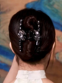 Double-Sided Swan Rhinestone Hair Claw Clip for Women, Elegant Back Head Shark Clip Hairpin Headwear
