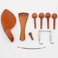 Violin Jujube Wood and Ebony Parts Set - Pegs, Tailpiece, Chin Rest, Endpin, Tailgut