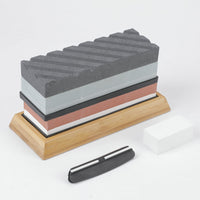 Double-Sided Whetstone Set for Kitchen Knives and Outdoor Tools with Base and Accessories