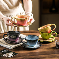 Luxury Floral Coffee Cup and Saucer Set for Latte and Afternoon Tea