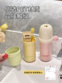 Portable Travel Mouthwash Cup Set with Toothbrush and Toothpaste Holder