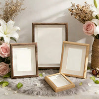 Wooden Photo Frame with Tempered Glass for Tabletop Display, 5-inch to A4 Sizes