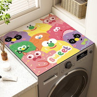 Cartoon Washing Machine Top Cover Mat with Diatomaceous Earth Absorption for Sun Protection and Appliance Surface Protection