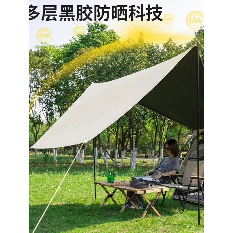 Portable Hexagonal Tent with Awning, UV Protection, Thickened Silver Coating for Outdoor Camping
