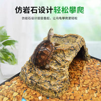 Turtle Basking Platform with Climbing Ramp and Hiding Cave for Aquarium