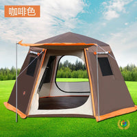 Automatic Hexagonal Camping Tent for 3-8 People, Double Layer, Aluminum Pole, Sun Protection, Rainproof