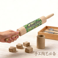 Wooden Clay Rolling Pin for Pottery and Sculpture, 360° Rotating Clay Shaping Tool
