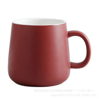 Minimalist Ceramic Coffee Mug with Spoon/Lid, Solid Color Glazed Tea Water Cup for Home & Hotel