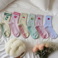 Women's Non-Slip Yoga Pilates Barre Socks Mid-Calf Cotton Grip Socks for Fitness Dance