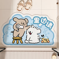 Diatomaceous Earth Bath Mat Cartoon Dog Rainbow Absorbent Non-Slip Bathroom Floor Mat