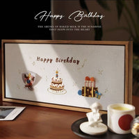 DIY Happy Birthday 3D Embroidery Kit with Frame, Desktop Ornament Gift