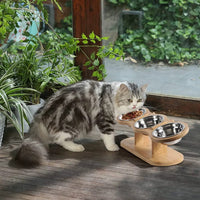 Wooden Pet Bowl Stand for Cats and Dogs, Elevated Feeder for Home Living Room