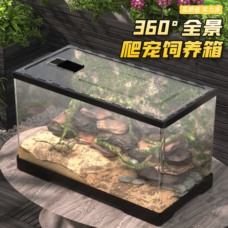Acrylic Reptile Terrarium with Lid for Lizards, Geckos, Frogs, Snakes, and Hermit Crabs