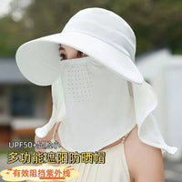 Women's Wide Brim Sun Hat with Face and Neck Flap, UV Protection Ice Silk Fisherman Hat for Outdoor Activities