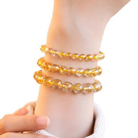 Natural Rutilated Quartz Bracelet with Yellow Agate Beads for Good Luck