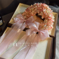 Hydrangea Headband with Ribbon Bows for Photoshoots