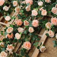 Artificial Rose Vine Garland for Indoor and Outdoor Decoration, Pipe Concealment, Wall Decor
