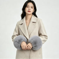 Plush Faux Rabbit Fur Cuffs for Coats and Jackets, Warm Wrist Warmer Sleeves for Women