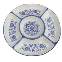 Ceramic Divided Serving Platter for Snacks, Dumplings, and Appetizers