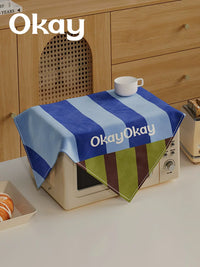 Vintage Striped Microwave Oven Dust Cover and Air Fryer Anti-Oil Cloth