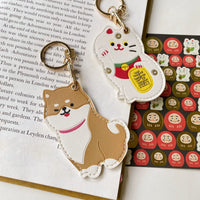 Lucky Cat Shiba Inu Keychain Bag Charm & IC Card Holder