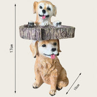 Dog Bird Feeder Outdoor Garden Sculpture Resin Craft Ornament