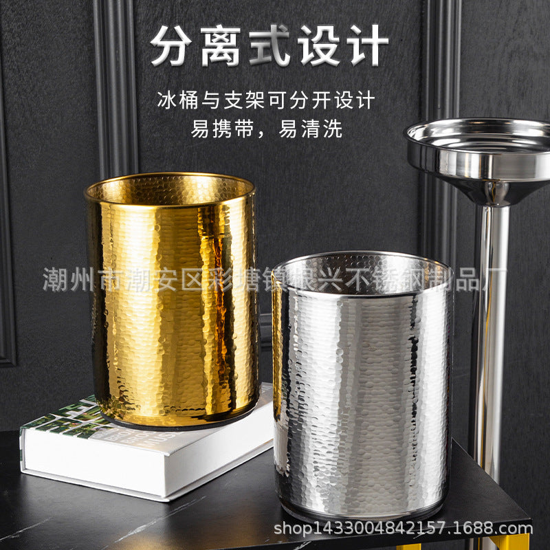 Thickened Stainless Steel Commercial Ice Bucket with Stand for Bar KTV Parties