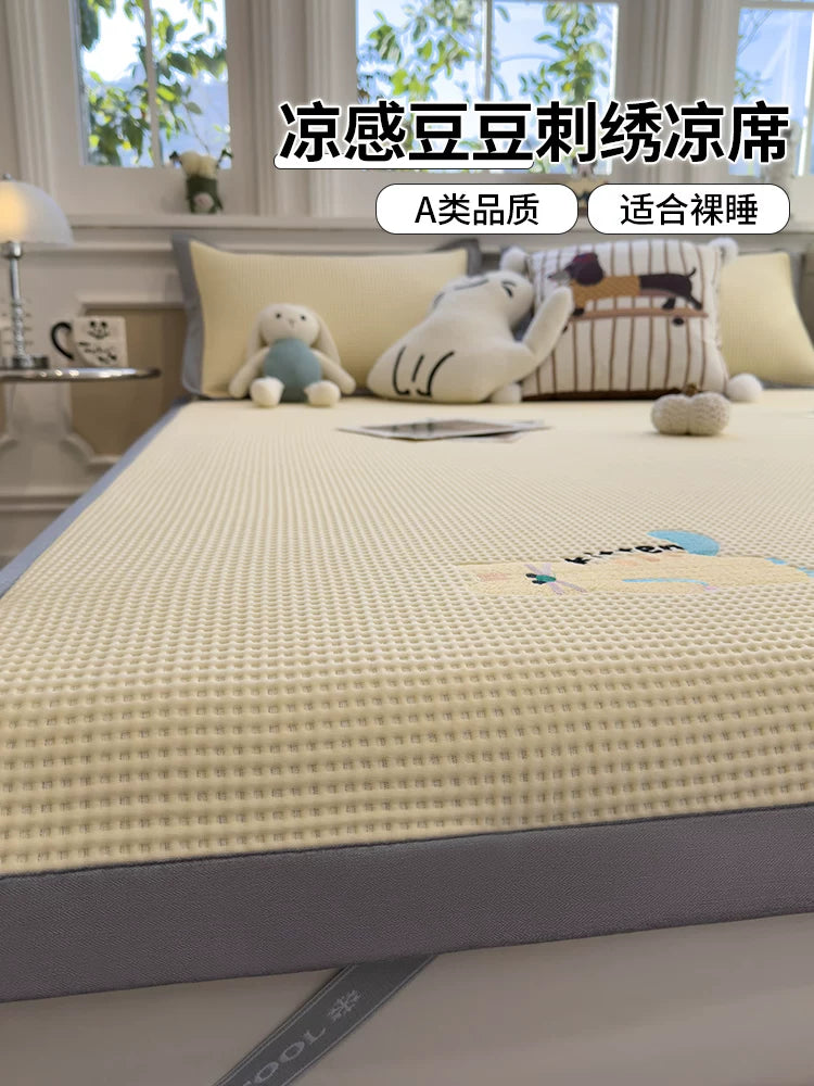 Waffle Weave Ice Bean Cooling Mat Bedding Set with Pillowcases for Summer