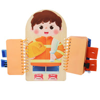 Montessori Wooden Busy Board for Toddlers - Multi-Layer Dressing & Learning Activity Toy