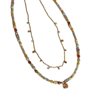 French Vintage Rainbow Beaded Necklace Dopamine Collarbone Chain
